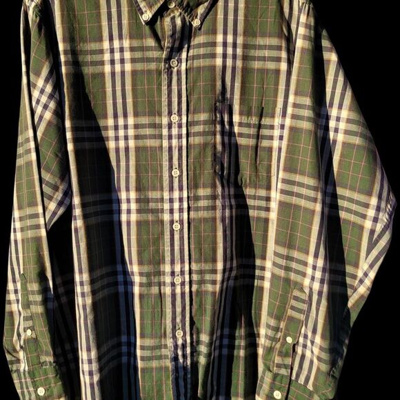 Ralph Lauren Chaps Vintage Button Front Shirt, Green Plaid, Large - Picture 2 of 5